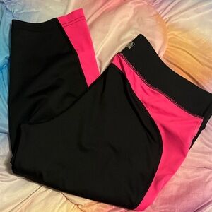 Black and Hot Pink Capri Leggings